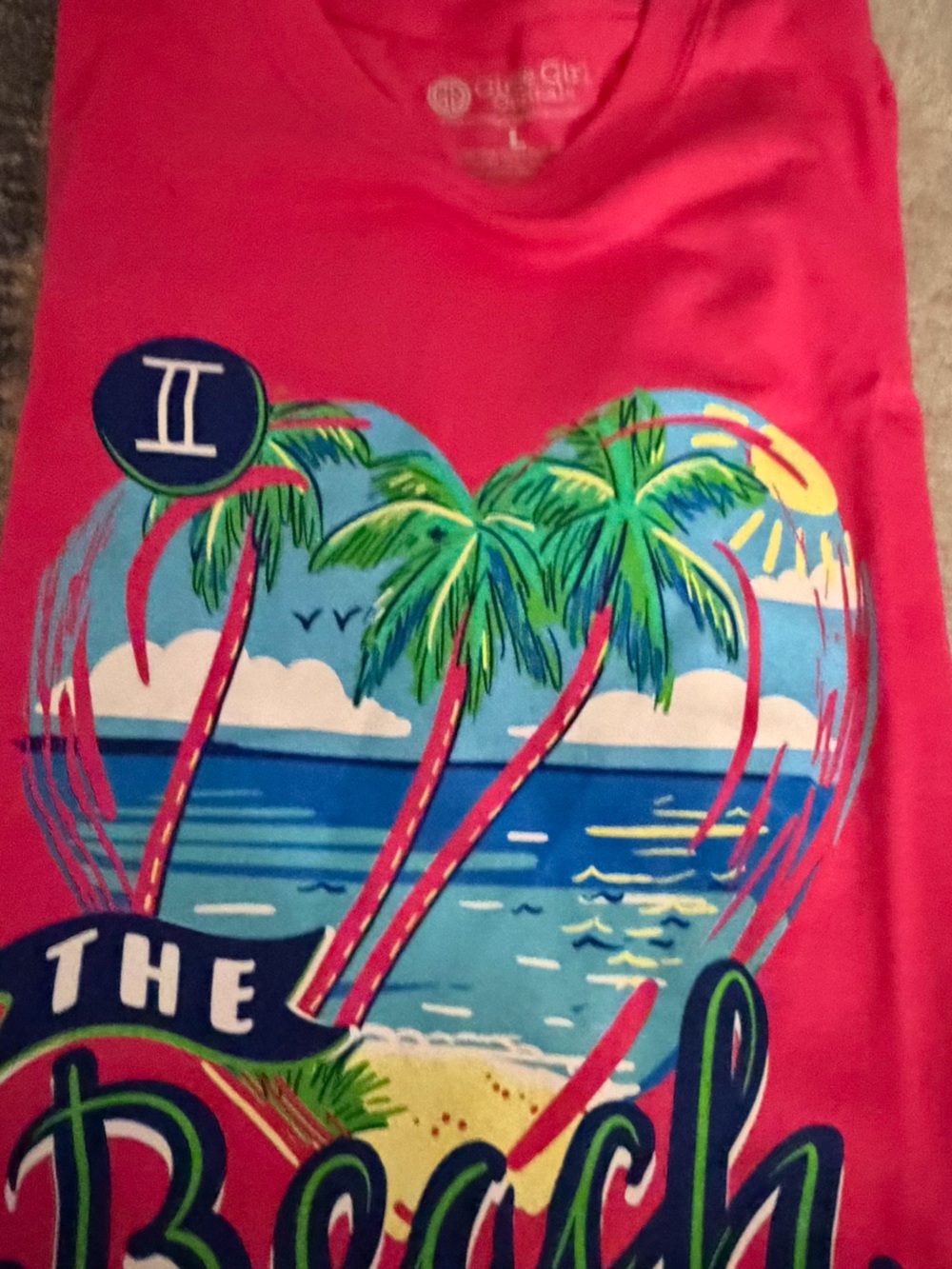 Hot Pink Tropical Palm Graphic Tee - Women's Short Sleeve